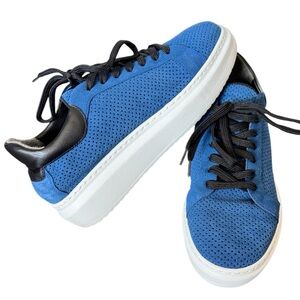 Blue Suede Perforated Sneakers by Makris for The Shoe Box - Size 7